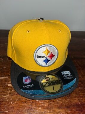 New Era Pittsburgh Steelers NFL Football cap hat 7 B Gold Black Bill